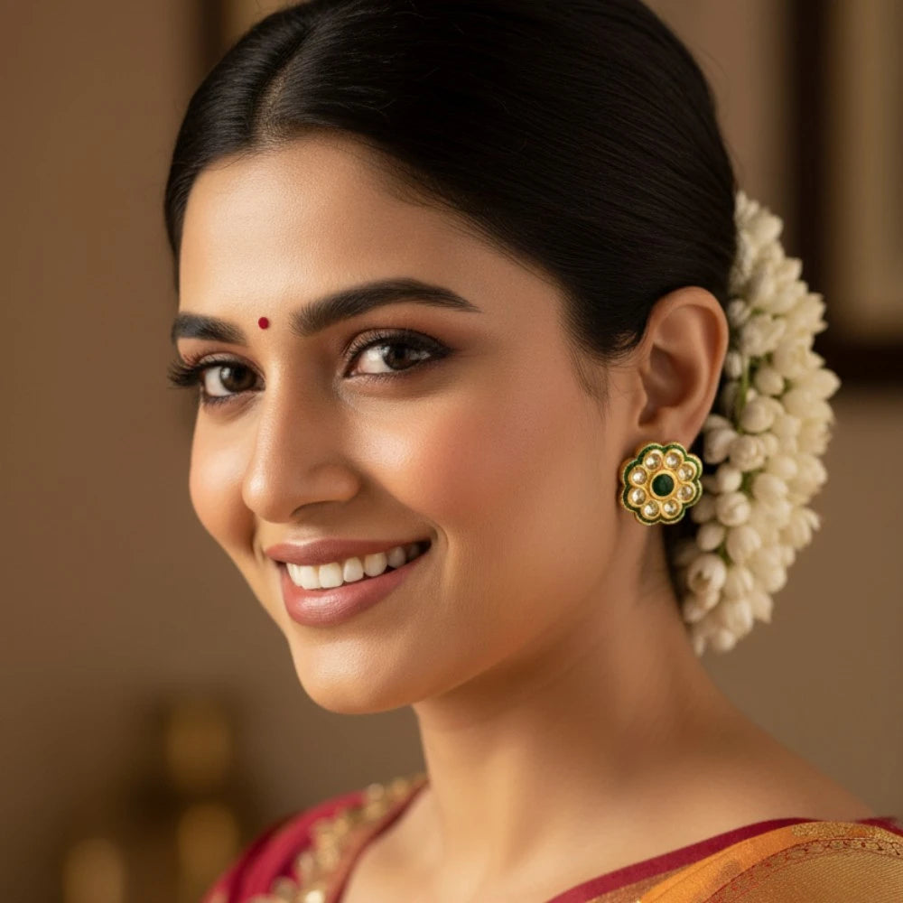 Divya Kundan Green Studs