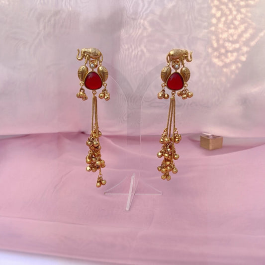 kashmiri ruby ghungroo dangler earrings traditional