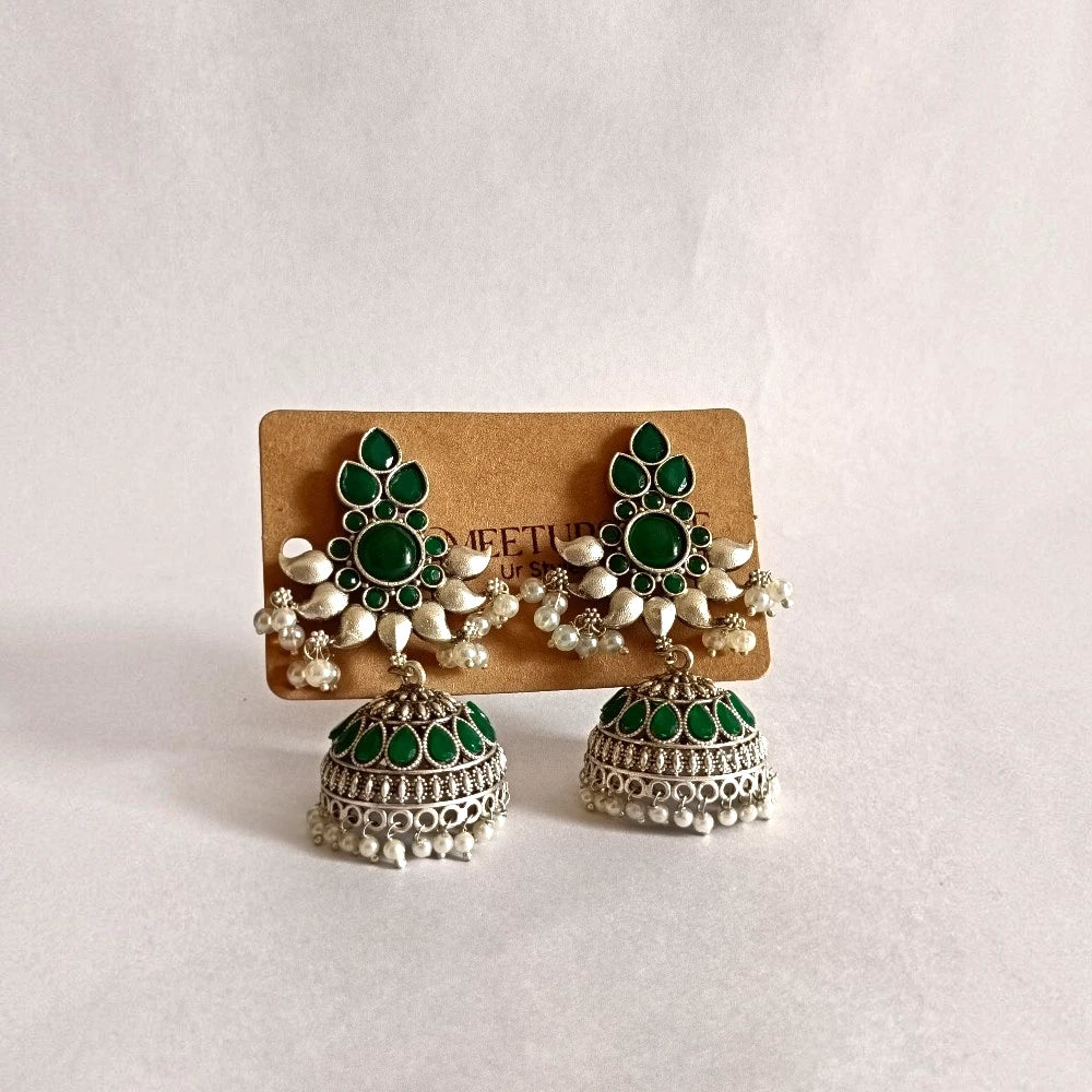 Green Silver Jhumka