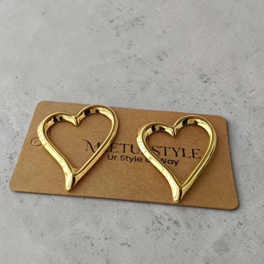 Ameera Heart gold feather light anti-tarnish stud earrings