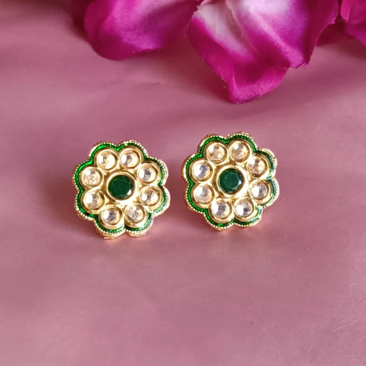 Divya Kundan Green Studs