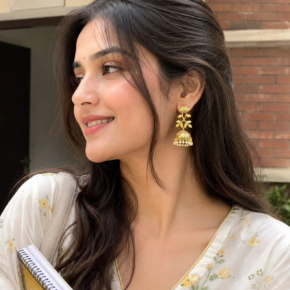 Golden Pearl Jhumka