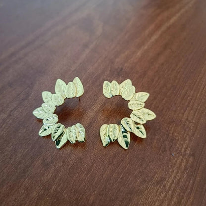 Lightweight anti-tarnish gold leaf earrings