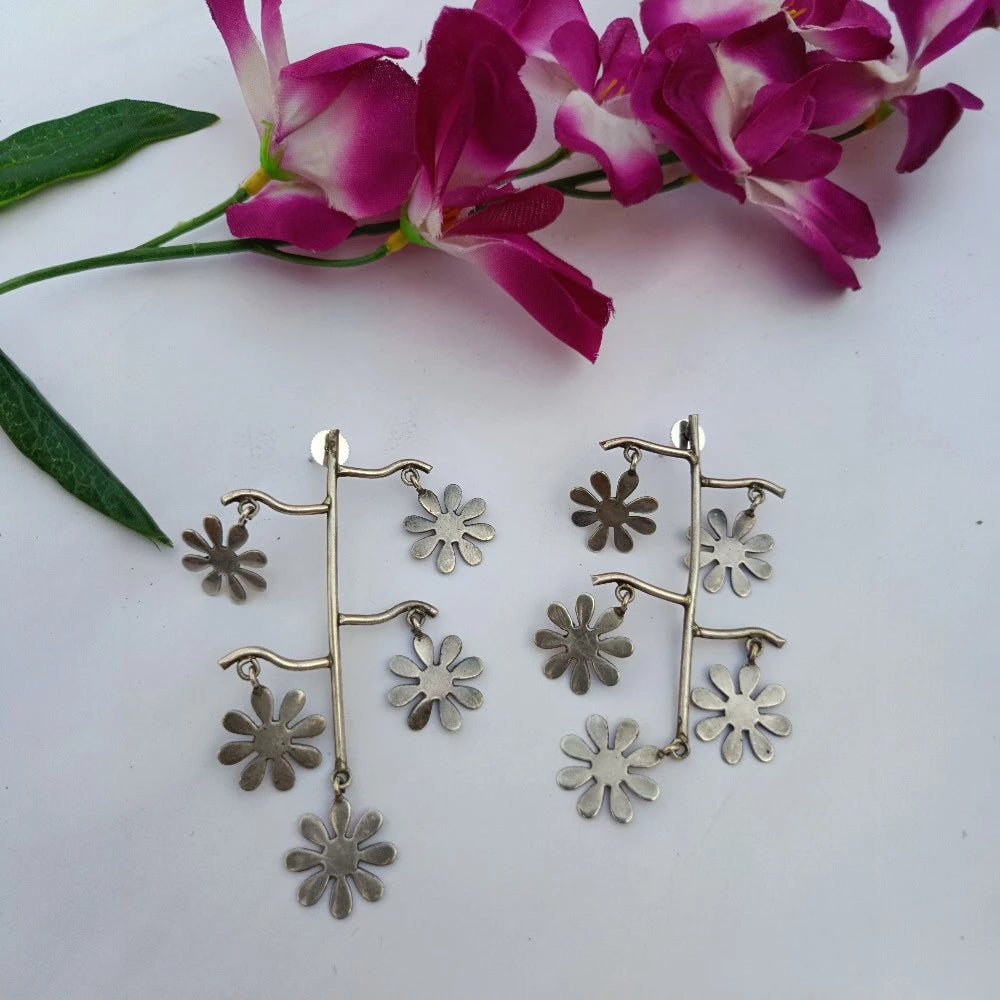 Metallic Bloom Danglers