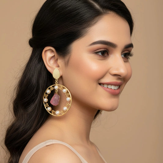 Pearl Kissed Pink Hoops