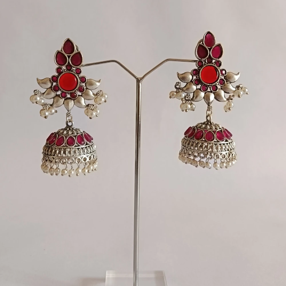 Traditional silver rani jhumka
