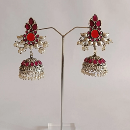 Traditional silver rani jhumka