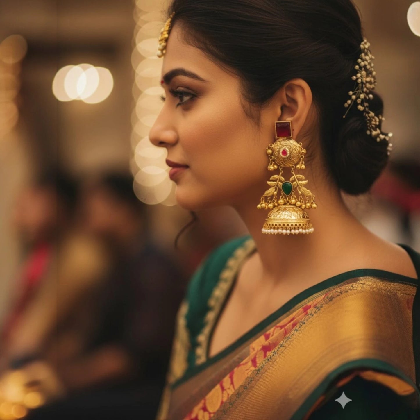 Traditional gold ruhi jhumka with pearls – Meeturstyle