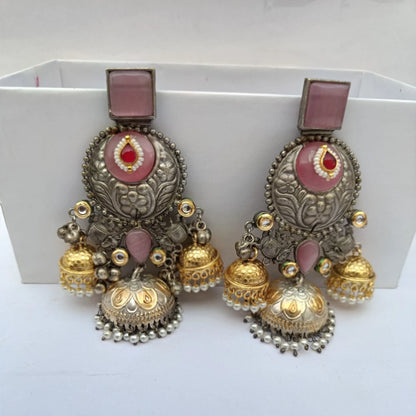 Trishika Pink Ghunghroo Dangler Earrings | Meeturstyle