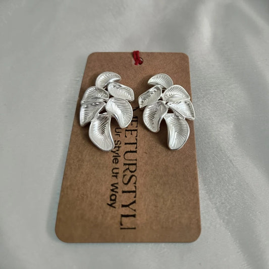 Vanya Leaf lightweight anti-tarnish silver stud earrings
