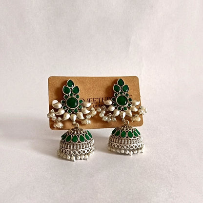 Green Silver Jhumka