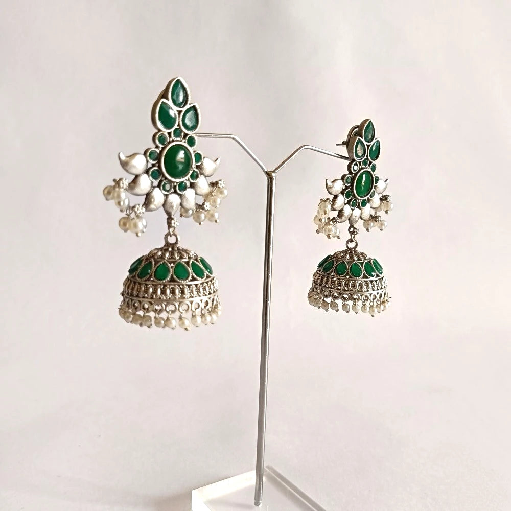 Green Silver Jhumka