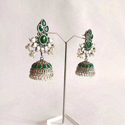 Green Silver Jhumka