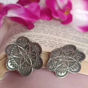 floral oxidized studs