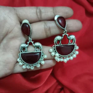 maroon camel drop earrings