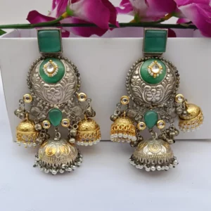 trishika emerald ghunghroo jumka green