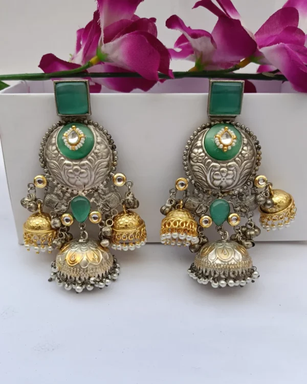 trishika emerald ghunghroo jumka green